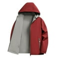 thumbnail image 1 of uublik Men's Reversible Jackets with Detachable Hat Workwear Windproof Active Jacket Hooded Work Coat Red, 1 of 5