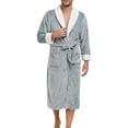 thumbnail image 1 of uublik Men's Shawl Collar Robes Long Fleece Plush Men Bathrobes Soft Spa House Coat Male with Pockets Gray, 1 of 5