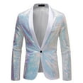 thumbnail image 1 of uublik Men's Suit Jacket Blazer Casual Single Breasted One Button Mens Tuxedos Jackets Party Sport Coats Blazers White, 1 of 3