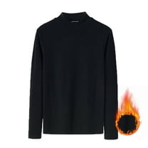 uublik Men's Thermal Shirts Long Sleeve Shirts Winter Base Layer Crewneck Top, Black