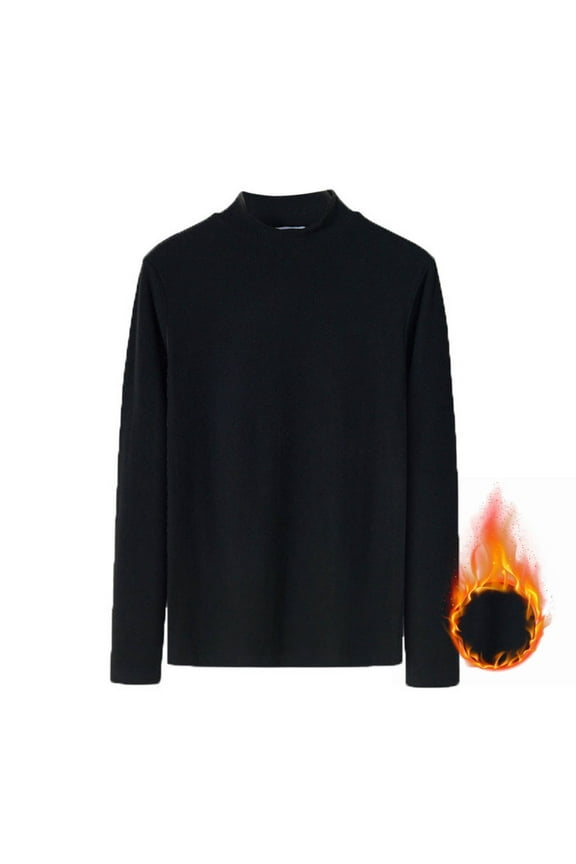 Men's Thermal Shirts Long Sleeve Shirts Winter Base Layer Crewneck Top, Black