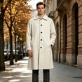 thumbnail image 1 of uublik Men's Trench Coat Khaki Long Sleeve Classic Overcoat Open Front Cardigan Jacket, 1 of 6