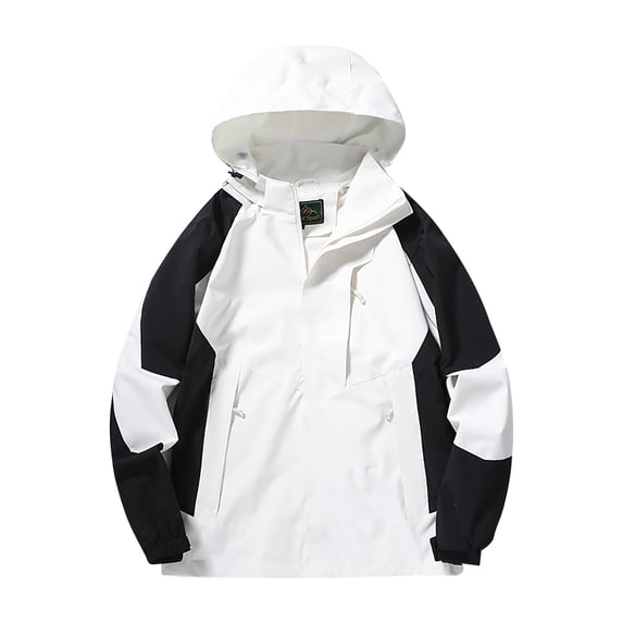 uublik Men's Windbreaker Jacket Waterproof with Hooded Hiking Coat Lightweight Rain Jacket White