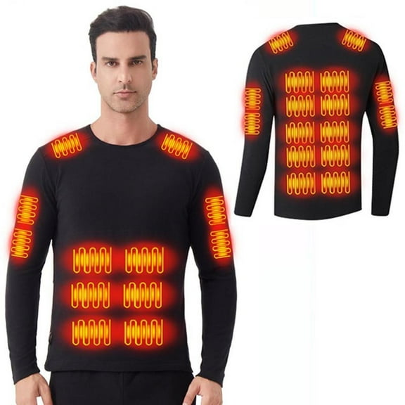 uublik Mens Athletic Thermal T Shirts 26 Areas Heat Heating Tanks USB Charging Tanks Long Sleeve Thermal Underwear, Black