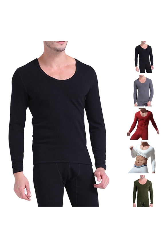 Mens Athletic Thermal T Shirts Long Sleeve T Shirt Casual Basic Shirts Stretch Crew Neck Undershirts, Black
