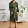 thumbnail image 1 of uublik Mens Bathrobe Satin Robe with Shorts Set Bathrobe Long Sleeve Sleepwear Pjs Sets with Pockets, Green, 1 of 4