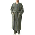 thumbnail image 1 of Asgosdo Mens Bathrobes Fleece Robe Bathrobe Set Lightweight Soft Loungewear Nightwear, Green, 1 of 3