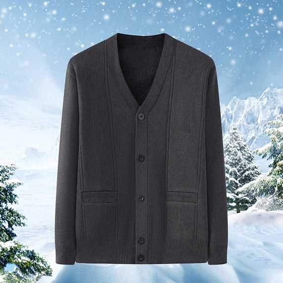 uublik Mens Cardigan Sweaters Long Sleeve V Neck Cardigans Lightweight Knitted Button Down Sweaters Black