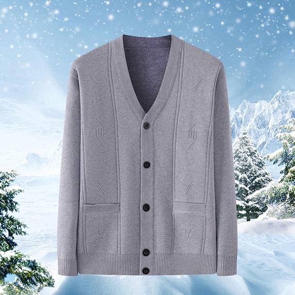 uublik Mens Cardigan Sweaters Long Sleeve V Neck Cardigans Lightweight Knitted Button Down Sweaters Gray