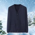 thumbnail image 1 of uublik Mens Cardigan Sweaters Long Sleeve V Neck Cardigans Lightweight Knitted Button Down Sweaters Navy, 1 of 5