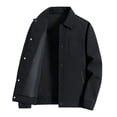 thumbnail image 1 of uublik Mens Corduroy Jacket Casual Fashion Loose Long Sleeve Pocket Button Cardigan Coat Black, 1 of 5