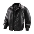thumbnail image 1 of uublik Mens Faux Leather Jacket Black Long Sleeve Casual Zip Up Motorcycle Coats Trendy Fall Clothes, 1 of 6