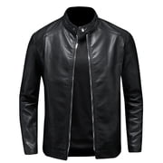 uublik Mens Faux Leather Jacket Motorcycle Black Biker Jackets Vintage Faux Leather Outwear Casual Black