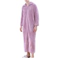 thumbnail image 1 of uublik Mens Fleece Robe Zipper Full Length High Collar Bathrobe Warm House Robe Purple, 1 of 1
