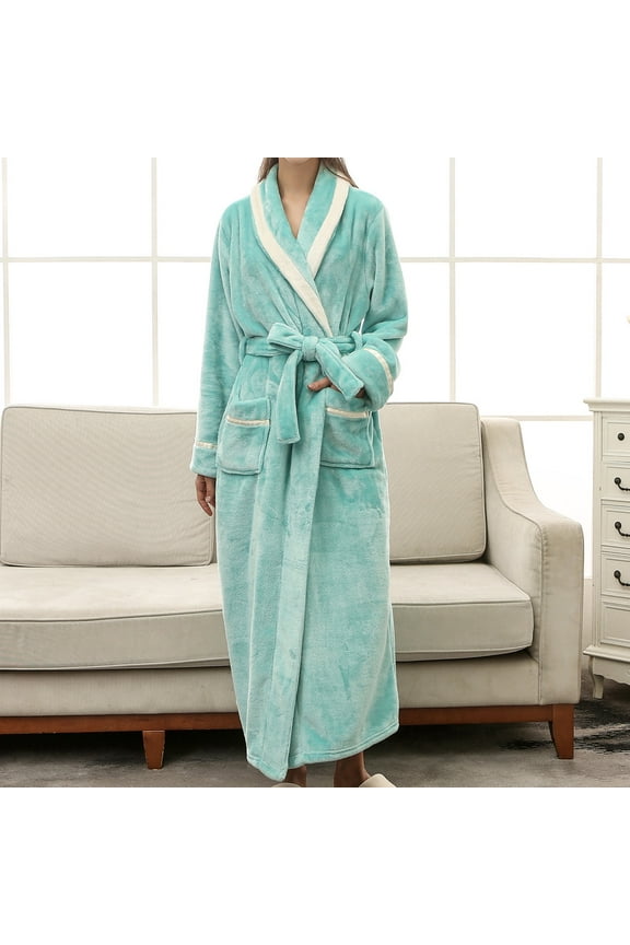 Mens Hooded Robe Plush Shawl Collar Bathrobe Unisex Soft Warm Fleece Robes House Coat Pajamas Sleepwear