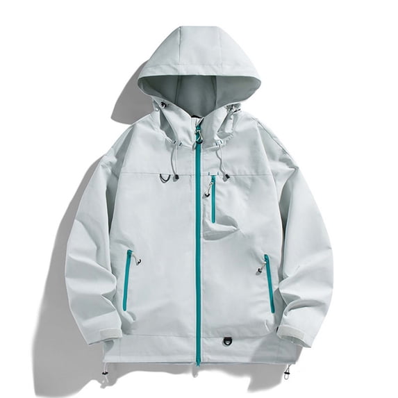 uublik Mens Jacket Casual Cycling Rain Jackets Waterproof Running Bike Windbreaker Lightweight Hooded Jacket Gray