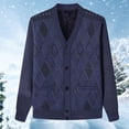 thumbnail image 1 of uublik Mens Knit Cardigan Sweater V Neck Casual Button Down Sweaters Long Sleeve Fall Outwear with Pockets Navy, 1 of 4