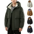 thumbnail image 1 of uublik Mens Packable Puffer Jacket With Hood Winter Warm Snow Coat Windbreaker Hooded Work Outerwear Snowboarding Jackets Army Green, 1 of 5