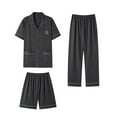 thumbnail image 1 of uublik Mens Pajama Sets 3pcs Short Sleeve Sleepwear Button Down Pjs Sets Classic Loungewear Nightwear, Dark Gray, 1 of 2