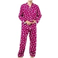 thumbnail image 1 of uublik Mens Pajama Sets Comfy Sleepwear Long Sleeve Pjs Set Soft 2 Piece Lounge Set Cozy Nightwear with Pockets, Hot Pink, 1 of 4
