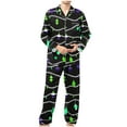 thumbnail image 1 of uublik Mens Pajamas Set Comfy Sleepwear Long Sleeve Pjs Set Soft 2 Piece Lounge Set Cozy Nightwear with Pockets, Green, 1 of 4