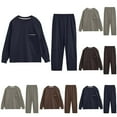 thumbnail image 1 of uublik Mens Pajamas Set Comfy Sleepwear Long Sleeve Pjs Set Soft 2 Piece Lounge Set Cozy Nightwear with Pockets, Navy, 1 of 5