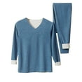 thumbnail image 1 of Asgosdo Mens Pajamas Set Fleece Lined Long Johns Base Layer Shirts Pant for Cold Winter Weather, Blue, 1 of 3
