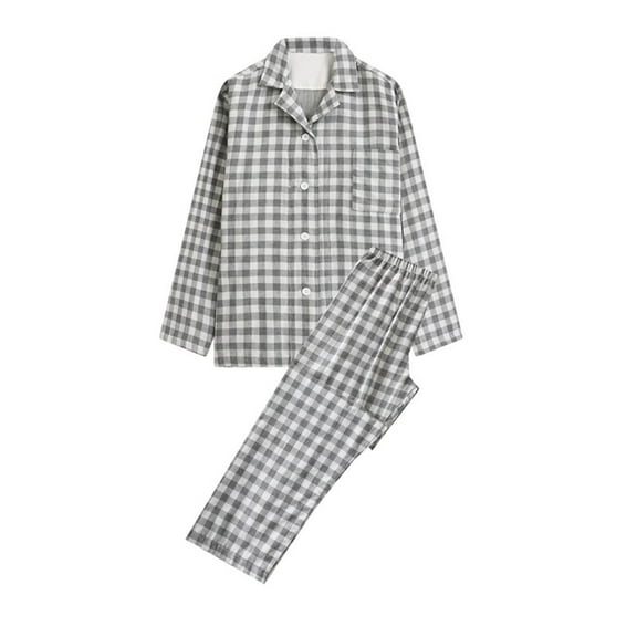 uublik Mens Pajamas Sets Button Down Notched Collar Pjs Long Sleeve 2 Piece Sleepwear, Gray