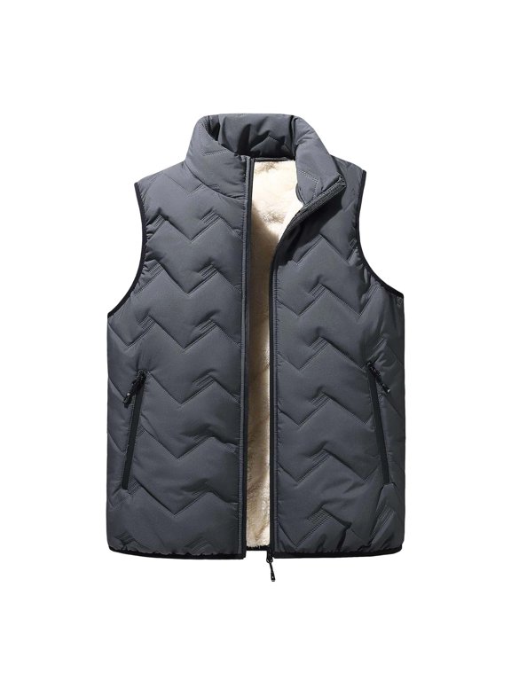 Mens Puffer Vest Dark Gray Warm Snow Jacket Windproof Winter Jacket for Cold Weather