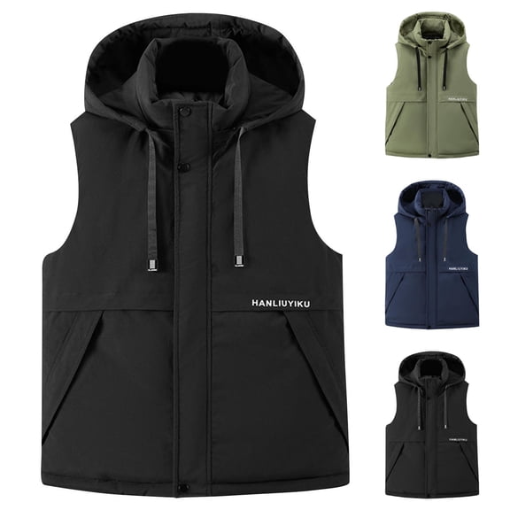 uublik Mens Puffer Vest With Hood Warm Quilted Sleeveless Outerwear for Work Casual Travel Black