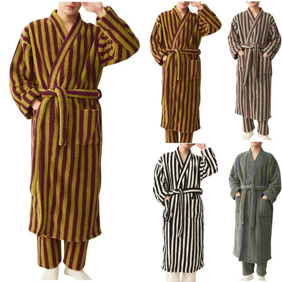uublik Mens Robe Fleece Robe Bathrobe Set Lightweight Soft Loungewear Nightwear, Purple