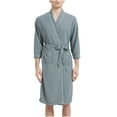 thumbnail image 1 of uublik Mens Robe Lightweight Spa Bathrobe Shower Robes Plus Size Long Sleeve Sleepwear with Pockets Gray, 1 of 4