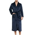 thumbnail image 1 of uublik Mens Robe Lightweight Spa Bathrobe Shower Robes V Neck Sleepwear with Pockets Navy, 1 of 4