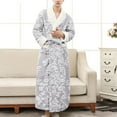 thumbnail image 1 of uublik Mens Robe Shawl Collar Bathrobe Soft Warm Flannel Fleece Spa Robes House Coat Pajamas Silver, 1 of 4