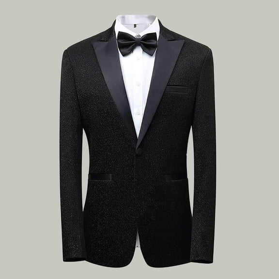 uublik Mens Sequin Tuxedo Jacket Shawl Lapel Suit Blazer Jacket for Dinner,Prom,Wedding Black