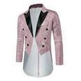 thumbnail image 1 of uublik Mens Sequins Tuxedo Jacket Shawl Lapel Suit Jacket Slim Blazer Jacket for Dinner, Prom, Wedding Pink, 1 of 3