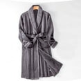 thumbnail image 1 of uublik Mens Soft Robe Warm Fleece Robes for Men Soft Spa Bathrobe with Shawl Collar and Pockets Dark Gray, 1 of 3