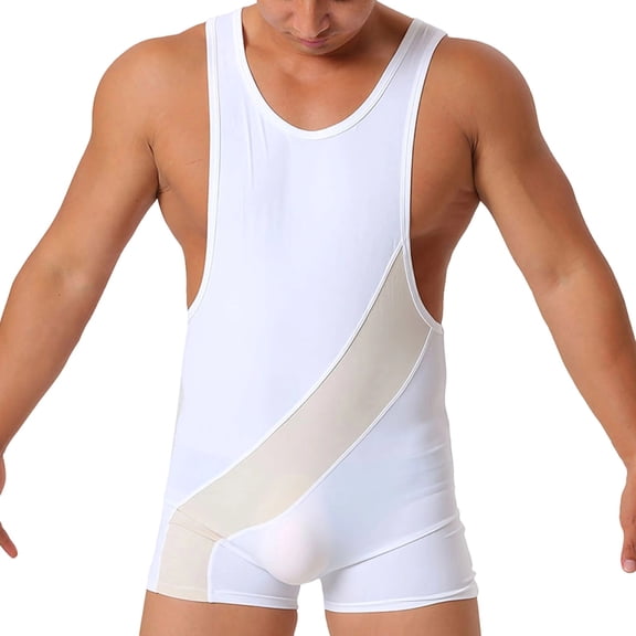 uublik Mens Swim Jumpsuit Sleeveless Quick Dry Swimsuit Rash Guard UV Protection Surfing Wet Suit for Snorkeling Water Sport White