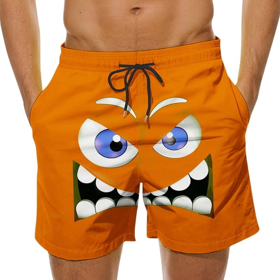 uublik Mens Swimsuit Shorts Swim Trunks Quick Dry Surfing Beach Shorts Drawstring Funny Sports Shorts Orange