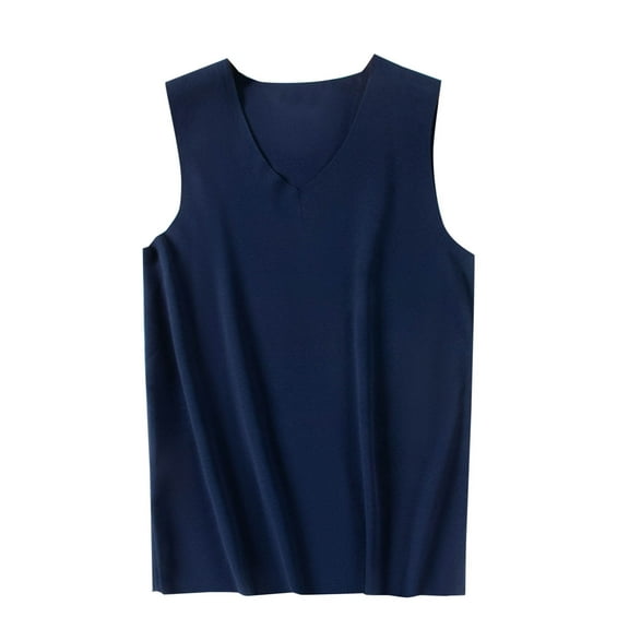 uublik Mens Thermal Fleece Shirt Warm Thermal Sleeveless Vest Tank Tops, Navy
