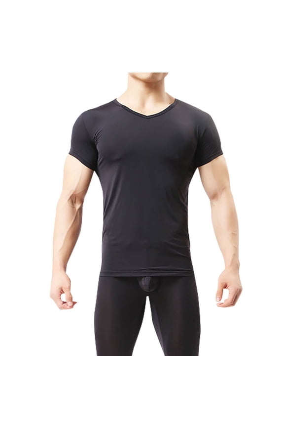 Mens Thermal Shirts High Stretch Thermal Underwear Tops Base Layer for Men Cold Weather Gear, Black