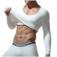 thumbnail image 1 of uublik Mens Thermal Underwear Long Sleeve T Shirt Casual Basic Shirts Stretch Crew Neck Undershirts, White, 1 of 3