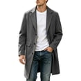 thumbnail image 1 of uublik Mens Trench Coat Dark Gray Long Sleeve Classic Overcoat Open Front Cardigan Jacket, 1 of 7