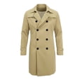 thumbnail image 1 of uublik Mens Trench Coat Khaki Long Sleeve Classic Overcoat Open Front Cardigan Jacket, 1 of 6