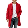 thumbnail image 1 of uublik Mens Trench Coat Red Long Sleeve Classic Overcoat Open Front Cardigan Jacket, 1 of 7