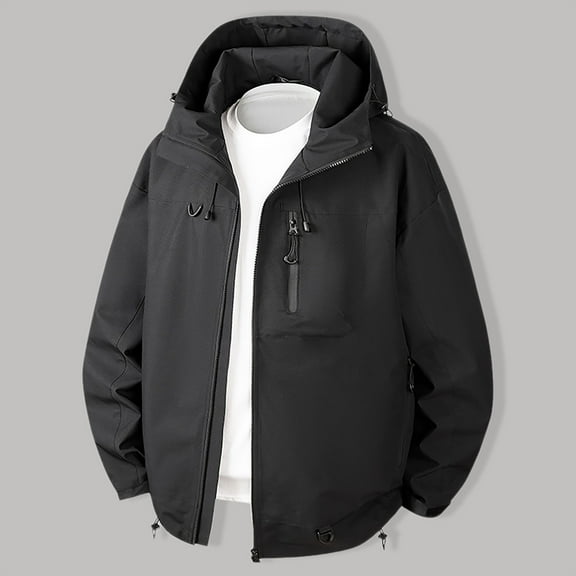 uublik Mens Windbreaker Jackets Lightweight Athletic Jackets Hiking Golf for Men Hoodie with Pockets Black