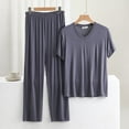 thumbnail image 1 of uublik Pajama Set Men Comfy Sleepwear Short Sleeve Pjs Set Soft 2 Piece Lounge Set Cozy Nightwear with Pockets, Gray, 1 of 3