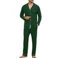 thumbnail image 1 of uublik Pajama Set for Men Comfy Sleepwear Long Sleeve Pjs Set Soft 2 Piece Lounge Set Cozy Nightwear with Pockets, Green, 1 of 5