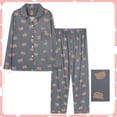 thumbnail image 1 of uublik Pajama Set for Women Long Sleeve Button Down Sleepwear Nightwear Soft Pjs Lounge Sets, 1 of 3