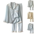 thumbnail image 1 of uublik Pajama Sets Women Cute Long Sleeve Button Down Sleepwear Nightwear Soft Pjs Lounge Sets Blue, 1 of 4